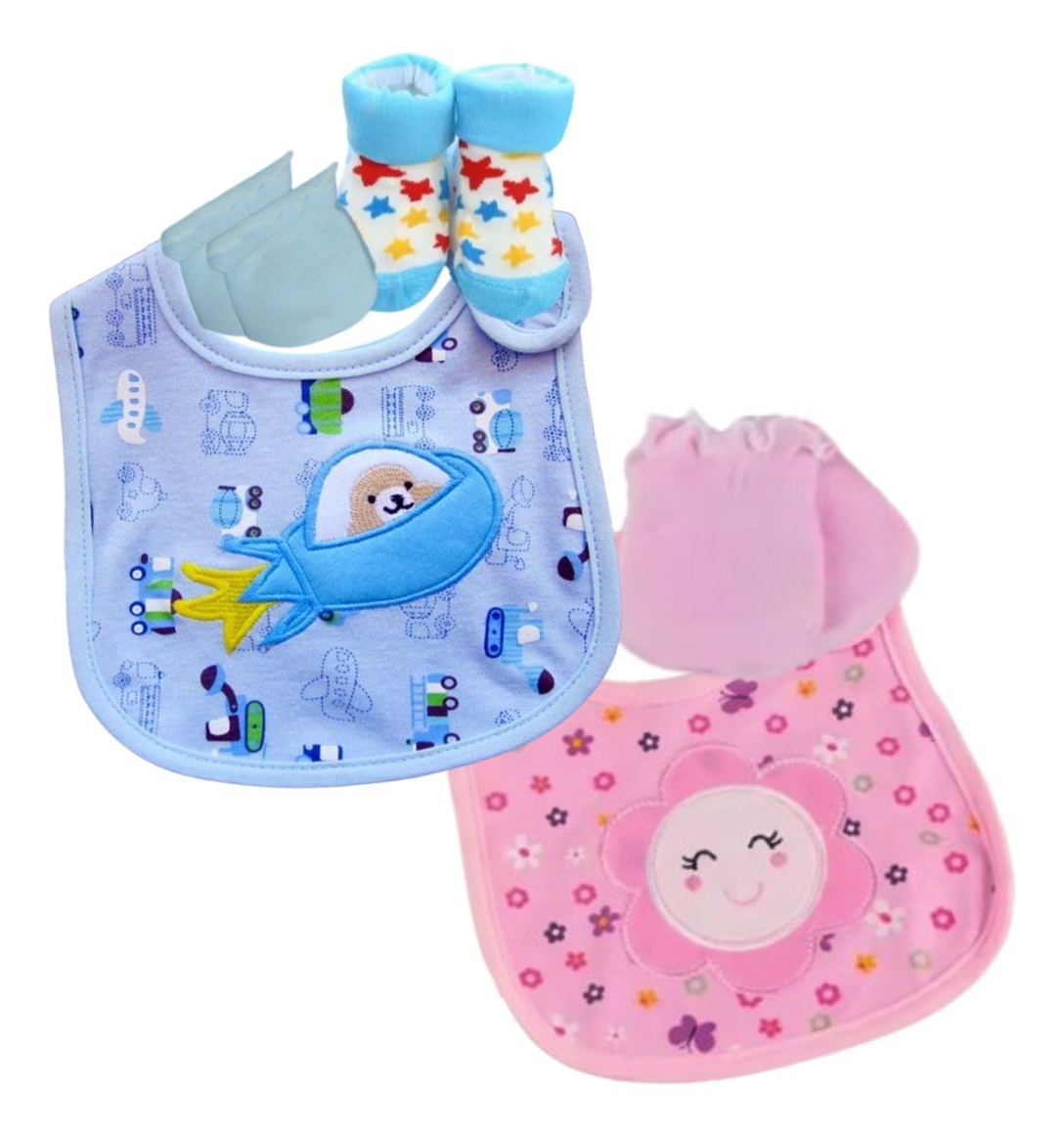 2 SET BABERO 3 PIEZAS + MITONES MEDIAS SUAVE BEBES LAU - 3