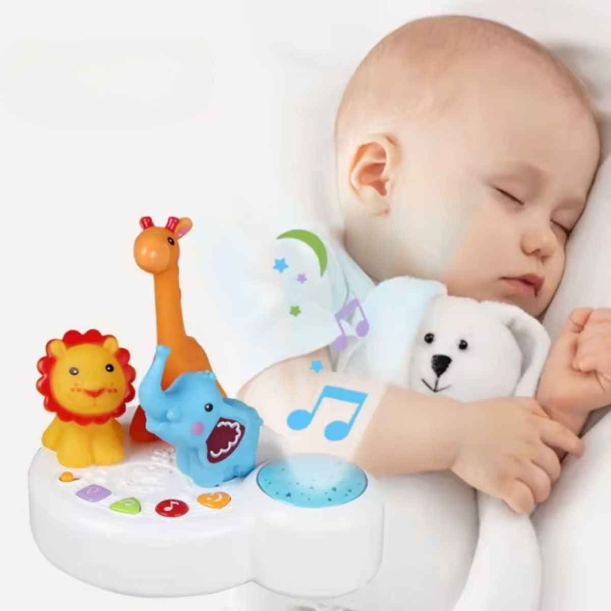 LAMPARA PROYECTOR MUSICAL ESPANTACUCI BEBE LAU - 6