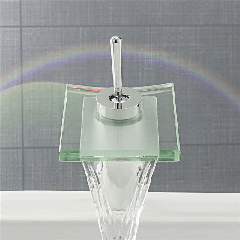 GRIFO MEZCLADOR MONOMANDO LAVABO BAÑO CRISTAL MODERNO LAU - 3