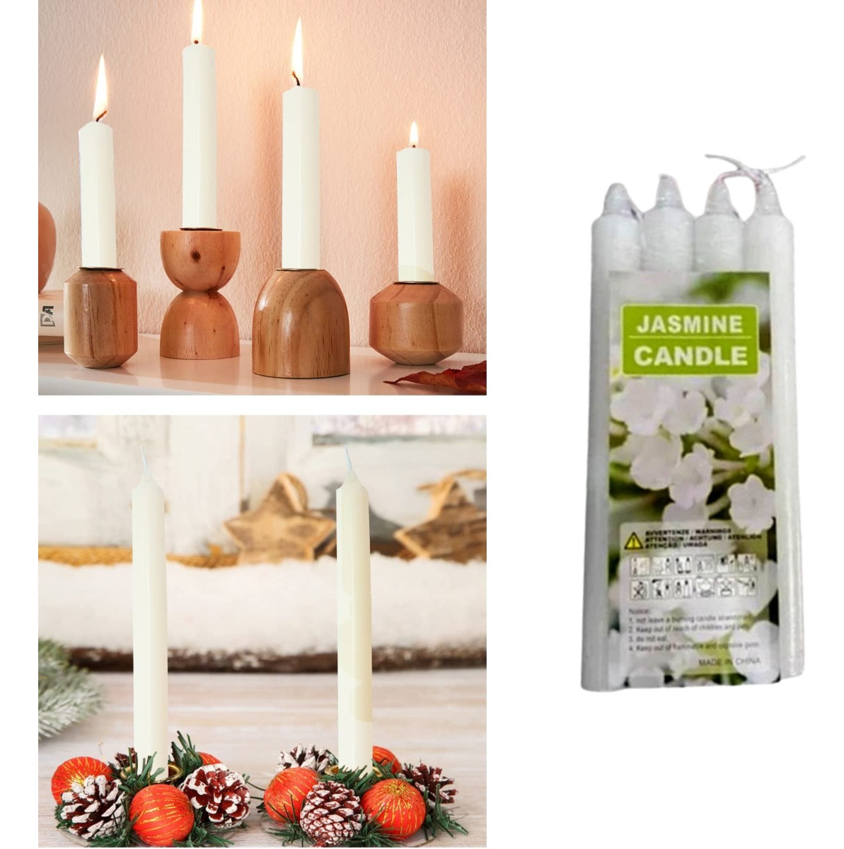 SET 7 PAQ DE 4 VELAS CONICAS NAVIDA ACCION GRACIAS LAU - 4