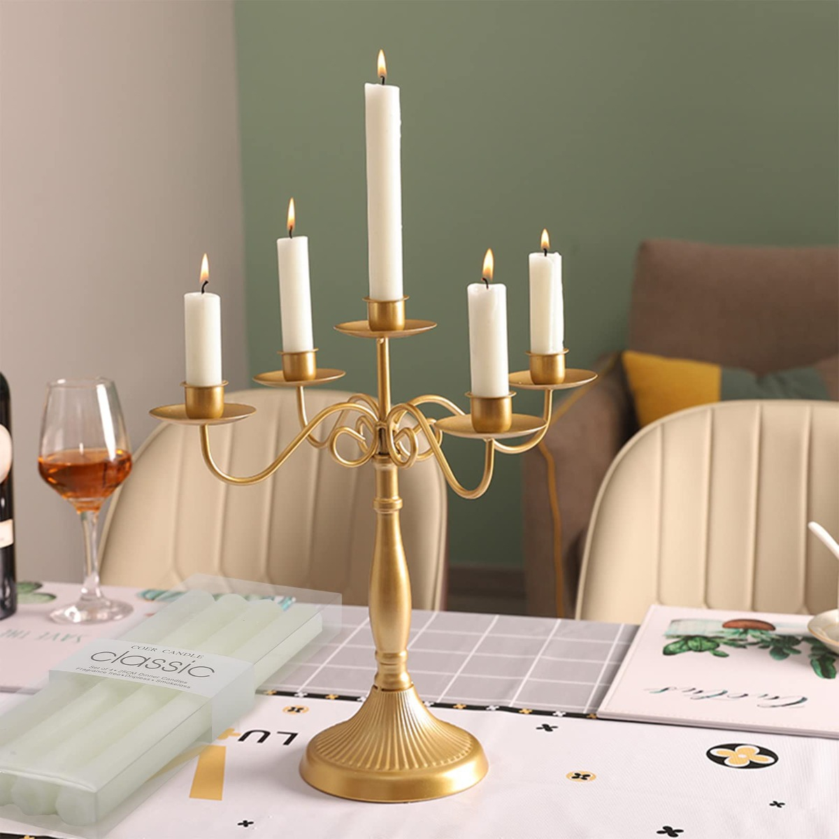 SET 7 PAQ DE 4 VELAS CONICAS NAVIDA ACCION GRACIAS LAU - 6