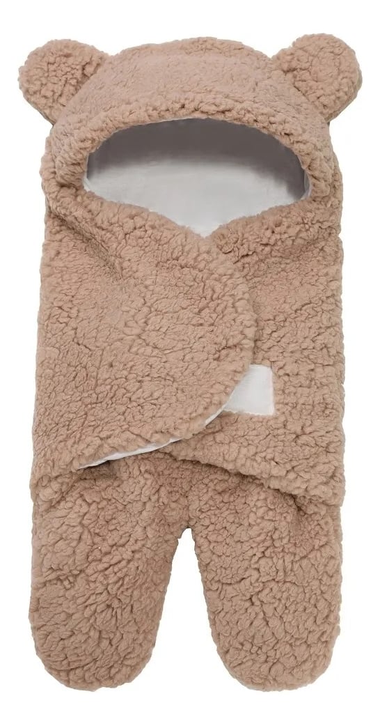 SACO DORMIR FORMA OSITO CAPUCHA POLAR CALIDO BEBE LAU - 2