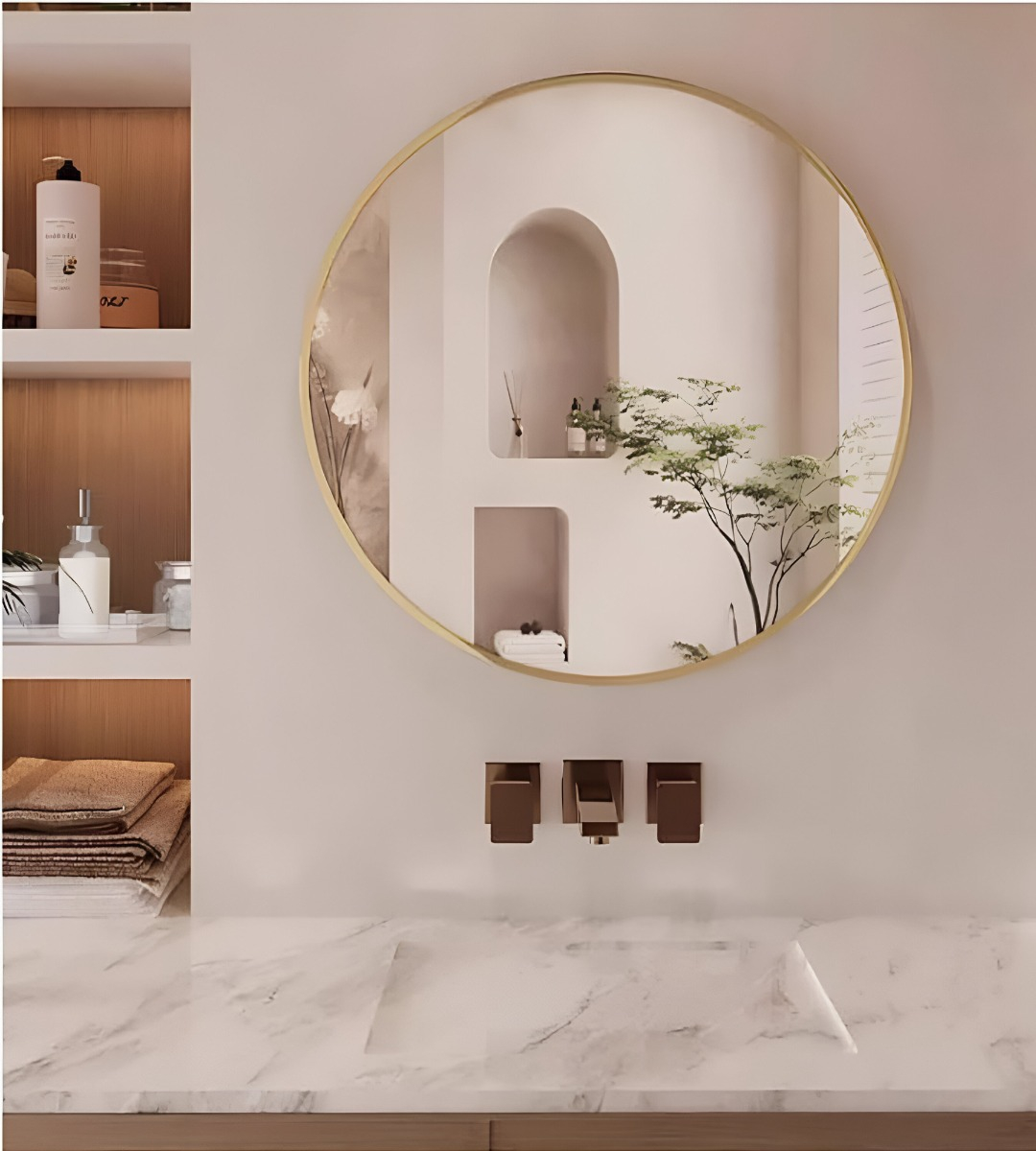 ESPEJO REDONDO PARED DECORATIVO MODERNO ENTRADA BAÑO JHN - 2