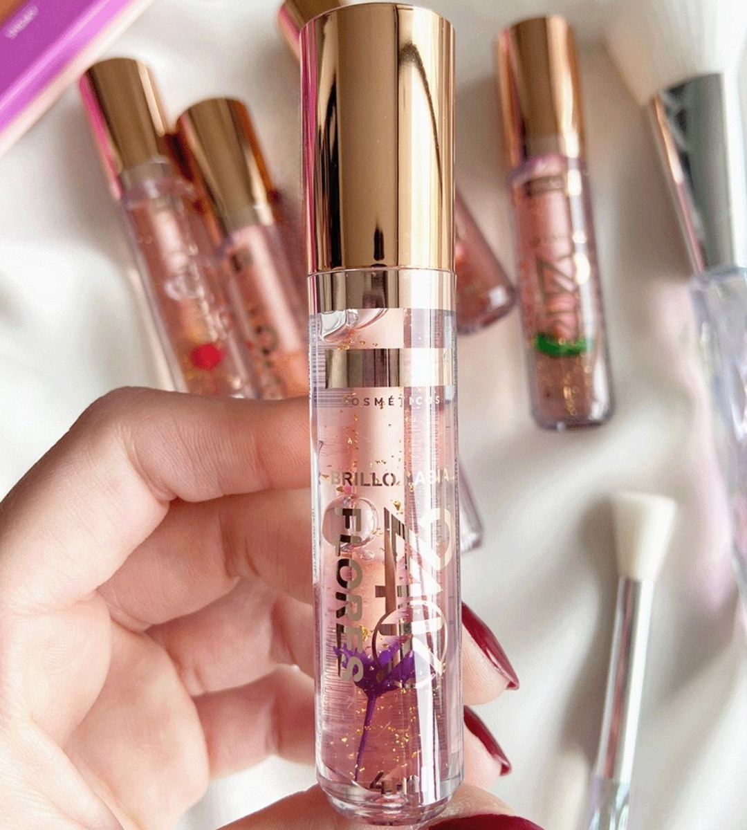 SET 3 BRILLO LABIAL 24K FLORES HIDRATA NUTRE JHN - 9