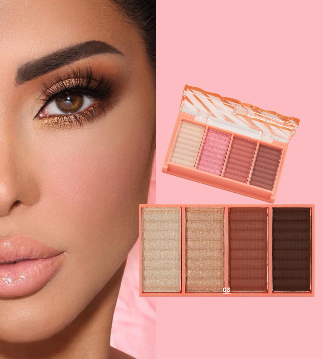 SET 4 SOMBRA OJOS PALETA 4 TONOS VIBRANTE SUAVE DURADERA JHN - 6