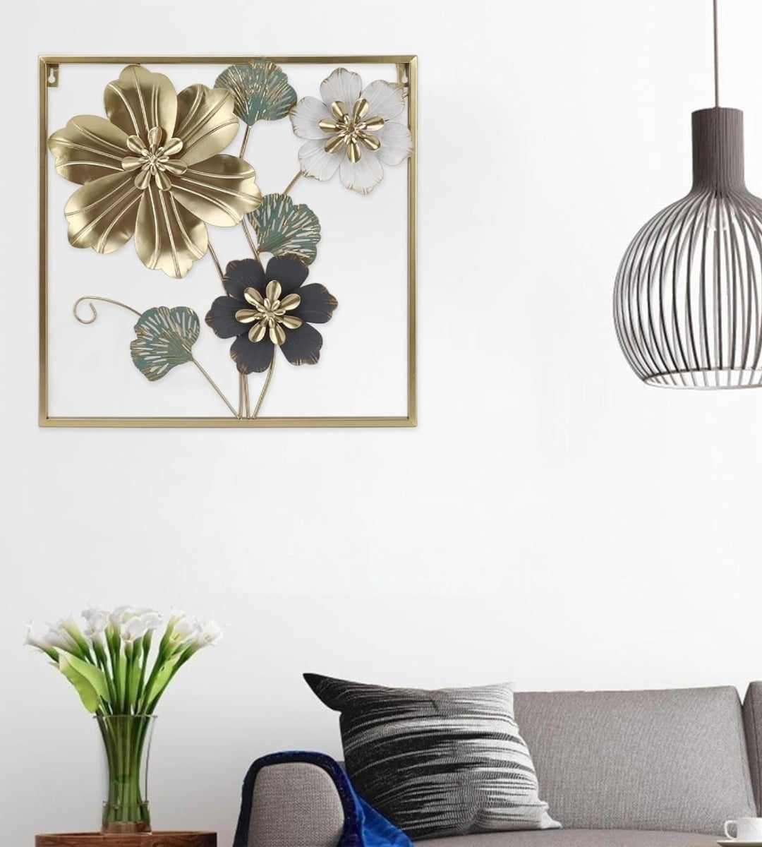 CUADRO DECORATIVO PARED FLORES ESCULTURA REALISTA JHN - 2