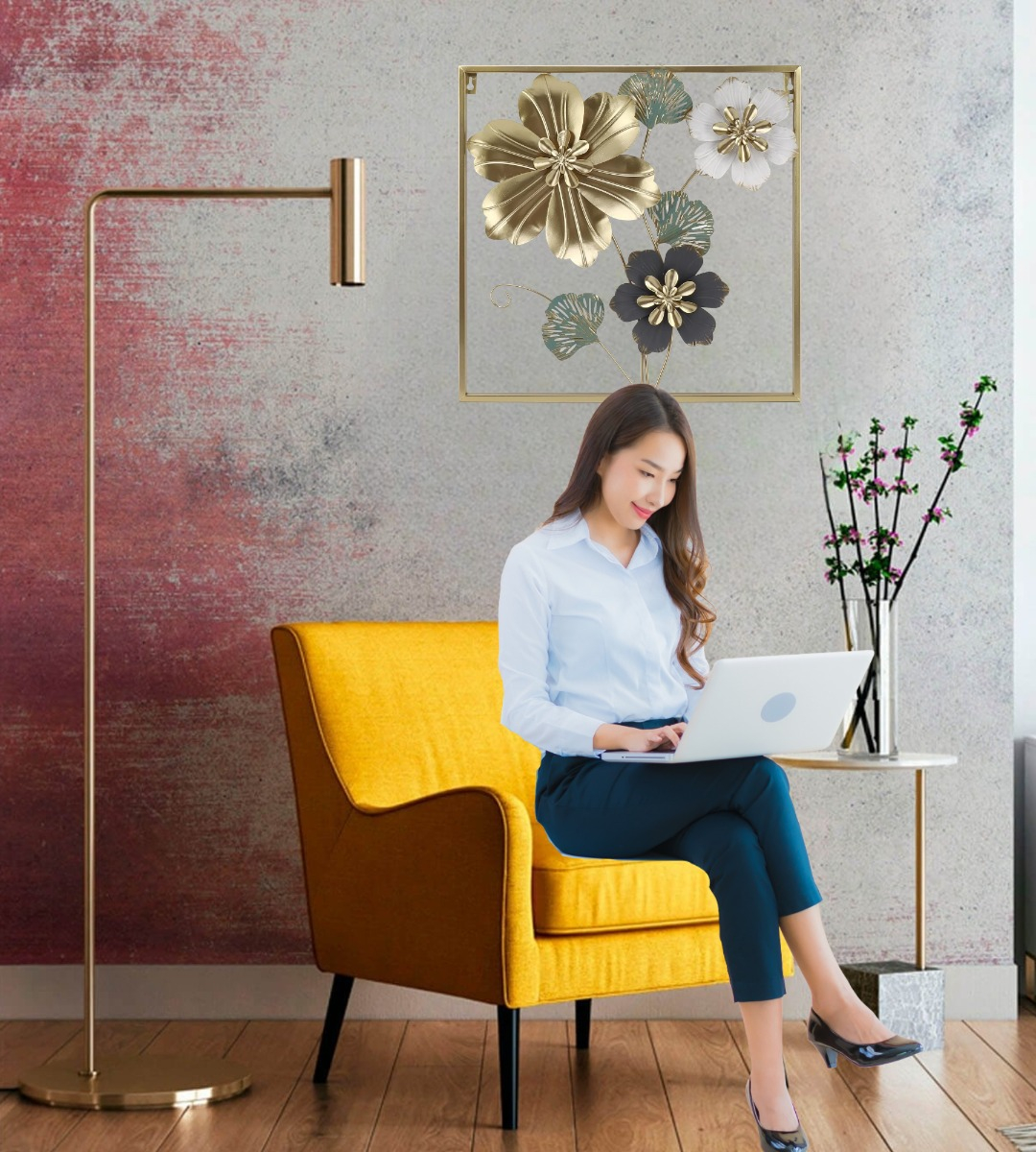 CUADRO DECORATIVO PARED FLORES ESCULTURA REALISTA JHN - 7