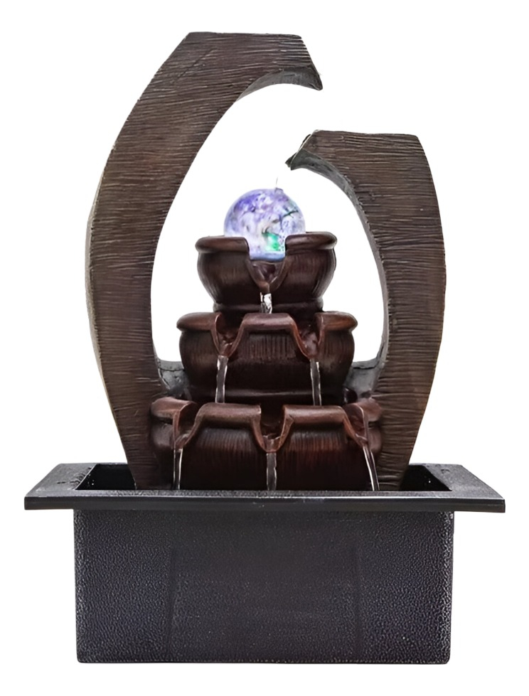 FUENTE AGUA DISEÑO MEDIEVAL DECORATIVO CON LUZ Y ESFERA JHN - 1