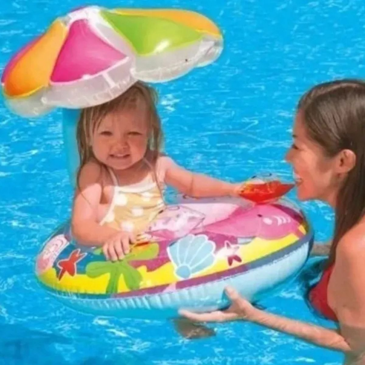 FLOTADOR INFLABLE CON SOMBRILLA PROTECCION SOLAR BEBES  LAU - 7