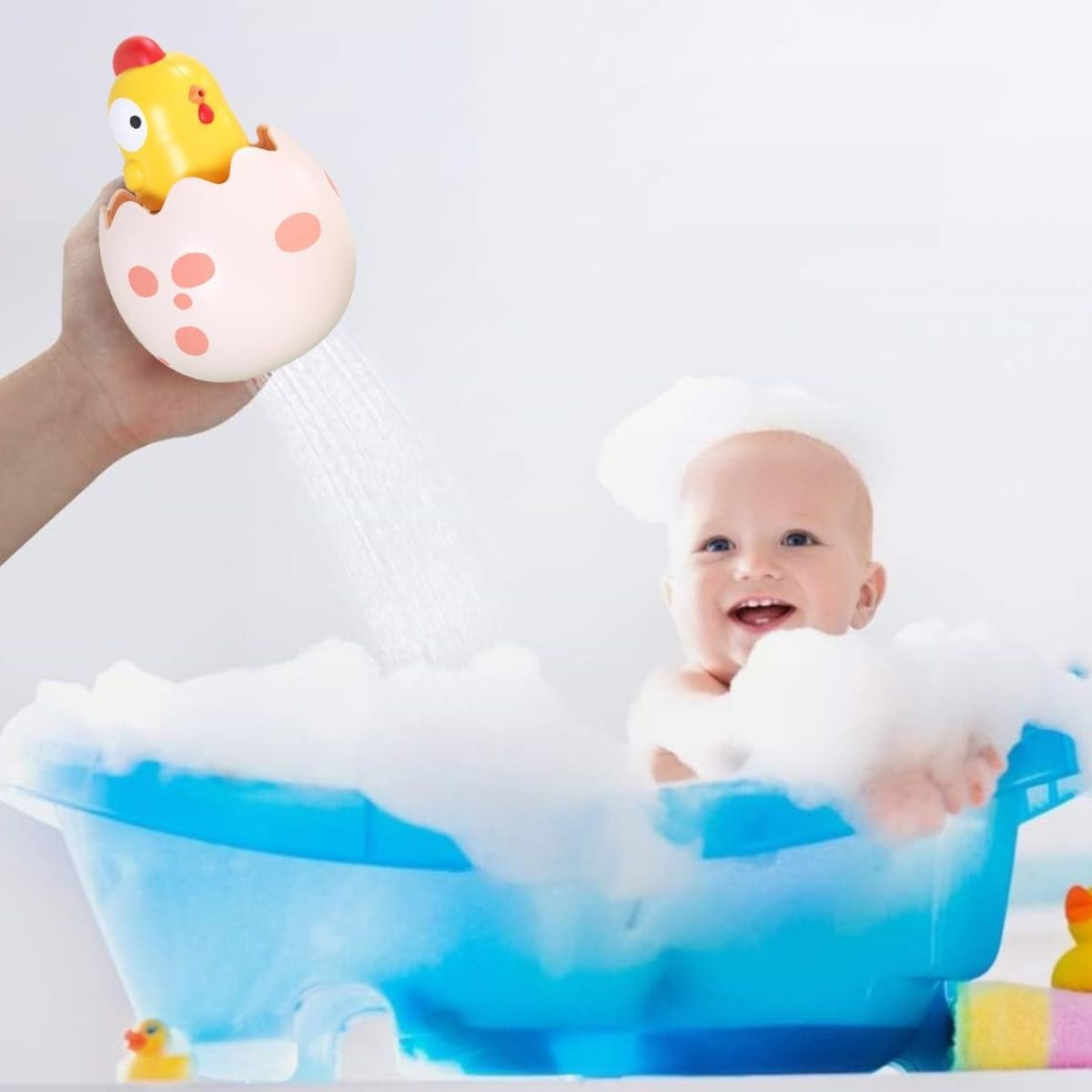 SET 3 JUGUETES DE BAÑO DINOSAURIO POLLITO ROCIA AGUA LAU - 2