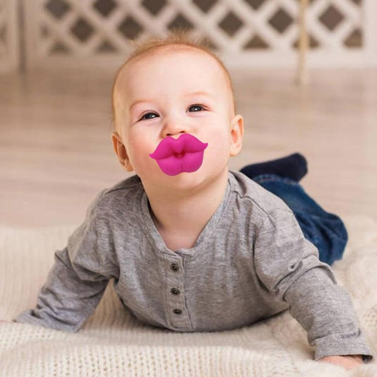 SET 6 CHUPETES FORMA LABIOS 0-18M DIVERTIDOS BEBE LAU - 4
