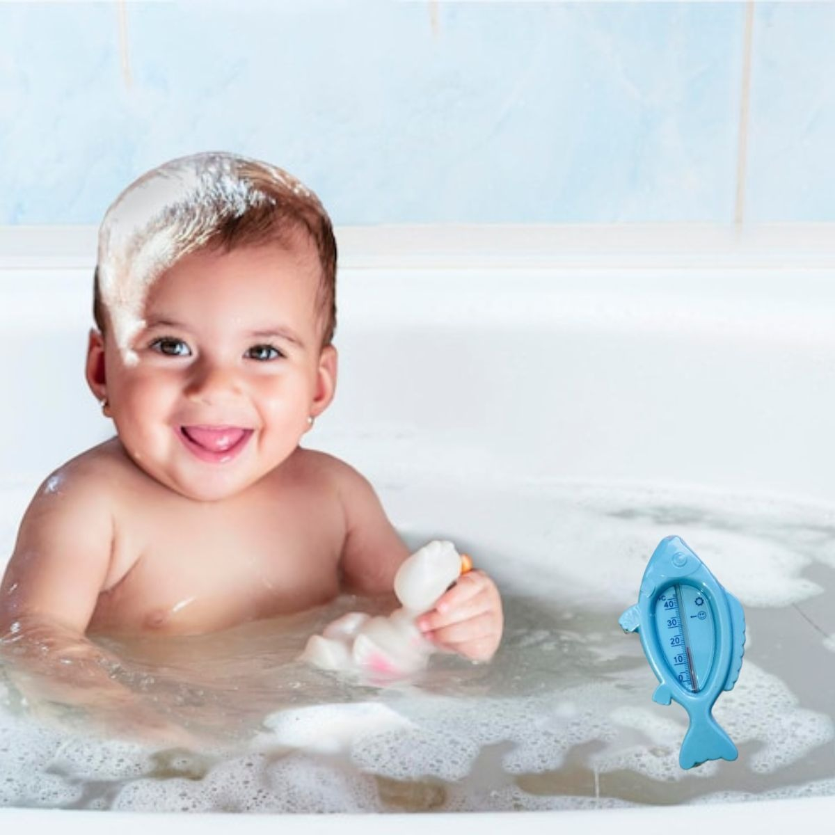 SET 7 TERMOMETRO DE BAÑO AGUA FORMA PEZ TEMPERATURA BEBE LAU - 2