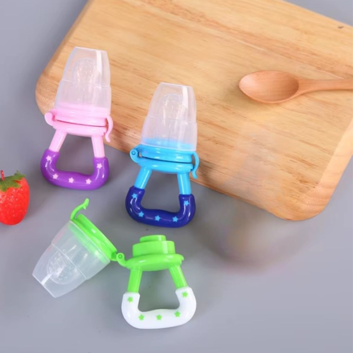 SET 8 TETINA DE SILICONA ALIMENTANCION FRUTAS VERDURAS LAU - 7