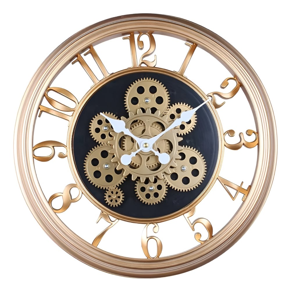 RELOJ PARED DECORATIVO RETRO 3D ENGRANAJE REDONDO HOGAR JHN - 1
