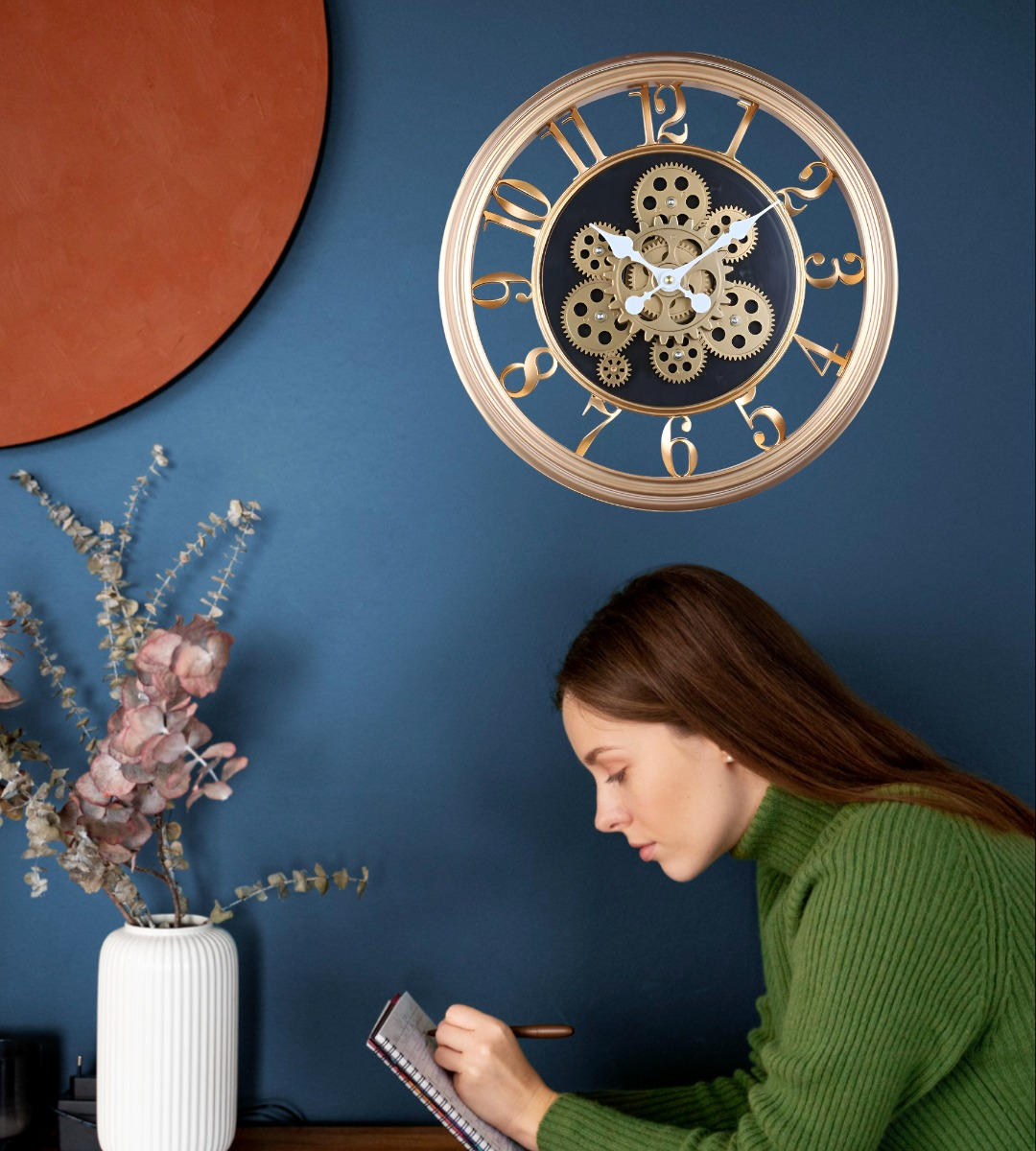 RELOJ PARED DECORATIVO RETRO 3D ENGRANAJE REDONDO HOGAR JHN - 4
