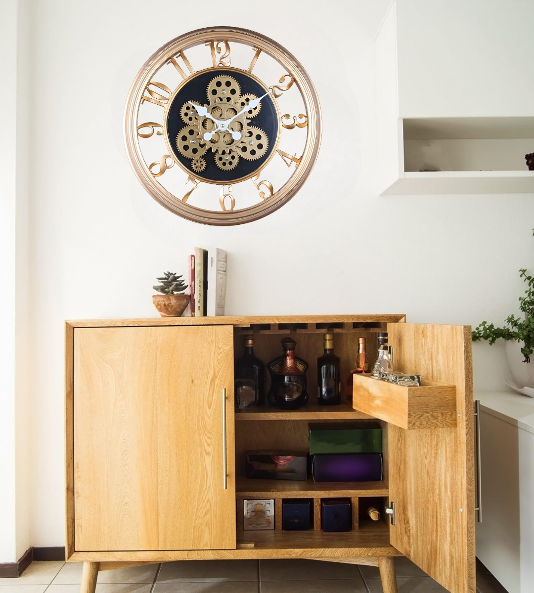 RELOJ PARED DECORATIVO RETRO 3D ENGRANAJE REDONDO HOGAR JHN - 7