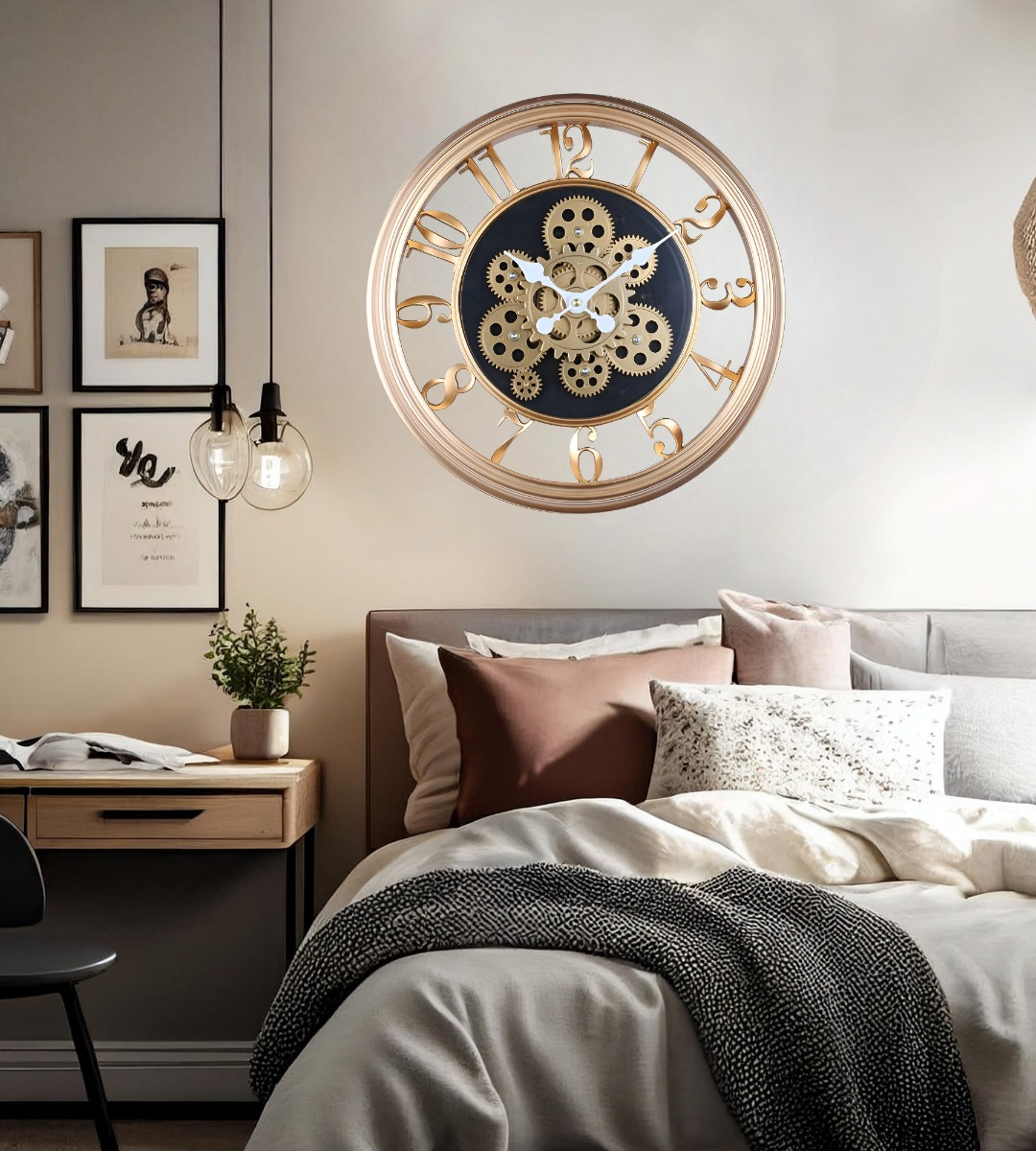 RELOJ PARED DECORATIVO RETRO 3D ENGRANAJE REDONDO HOGAR JHN - 9