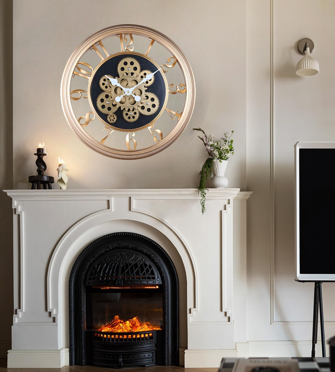 RELOJ PARED DECORATIVO RETRO 3D ENGRANAJE REDONDO HOGAR JHN - 10