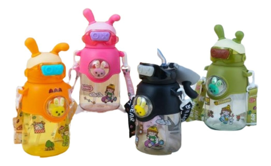 SET 2 BOTELLAS AGUA INFANTIL DIVERTIDO CORREA AJUSTABLE LAU - 9