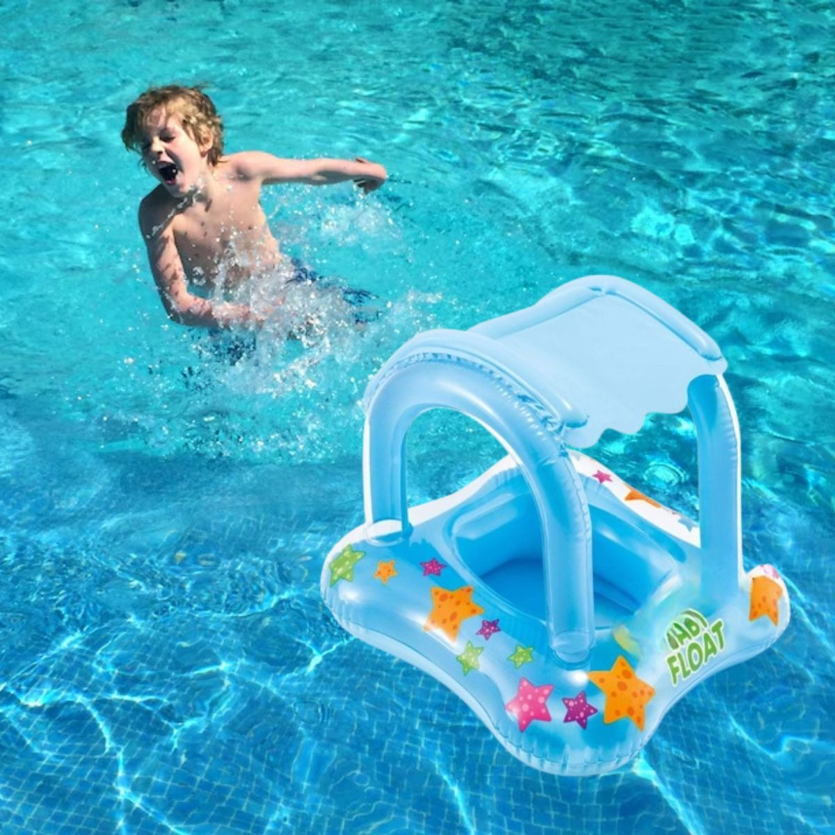 INFLABLE FLOTADOR PARA BEBE CON TECHO PISCINA PLAYA LAU - 6
