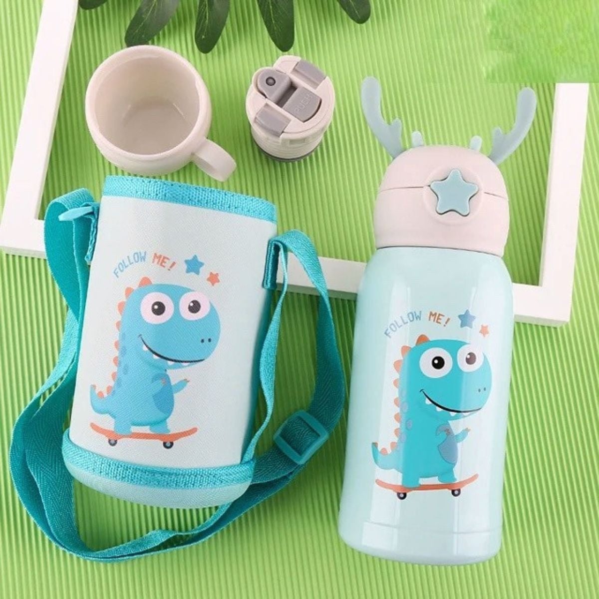 BOTELLA DE AGUA CON PAJITA INFANTIL TERMICA NIÑOS LAU - 6