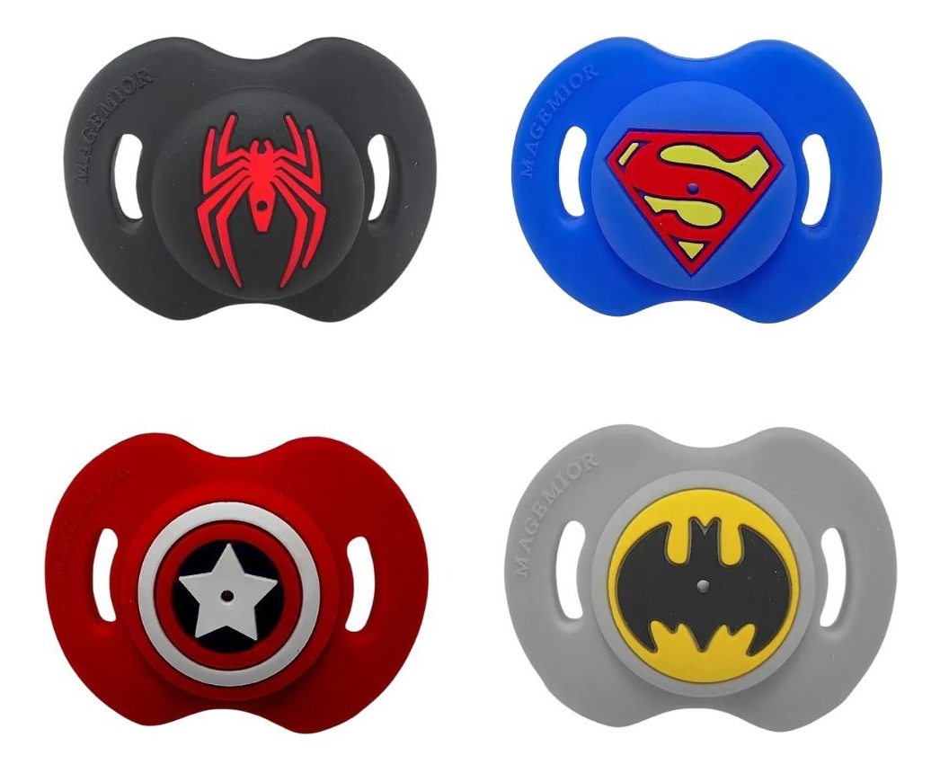 SET 3 CHUPETES SUPERHEROES ANATOMICO DIVERTIDO BEBE LAU - 6