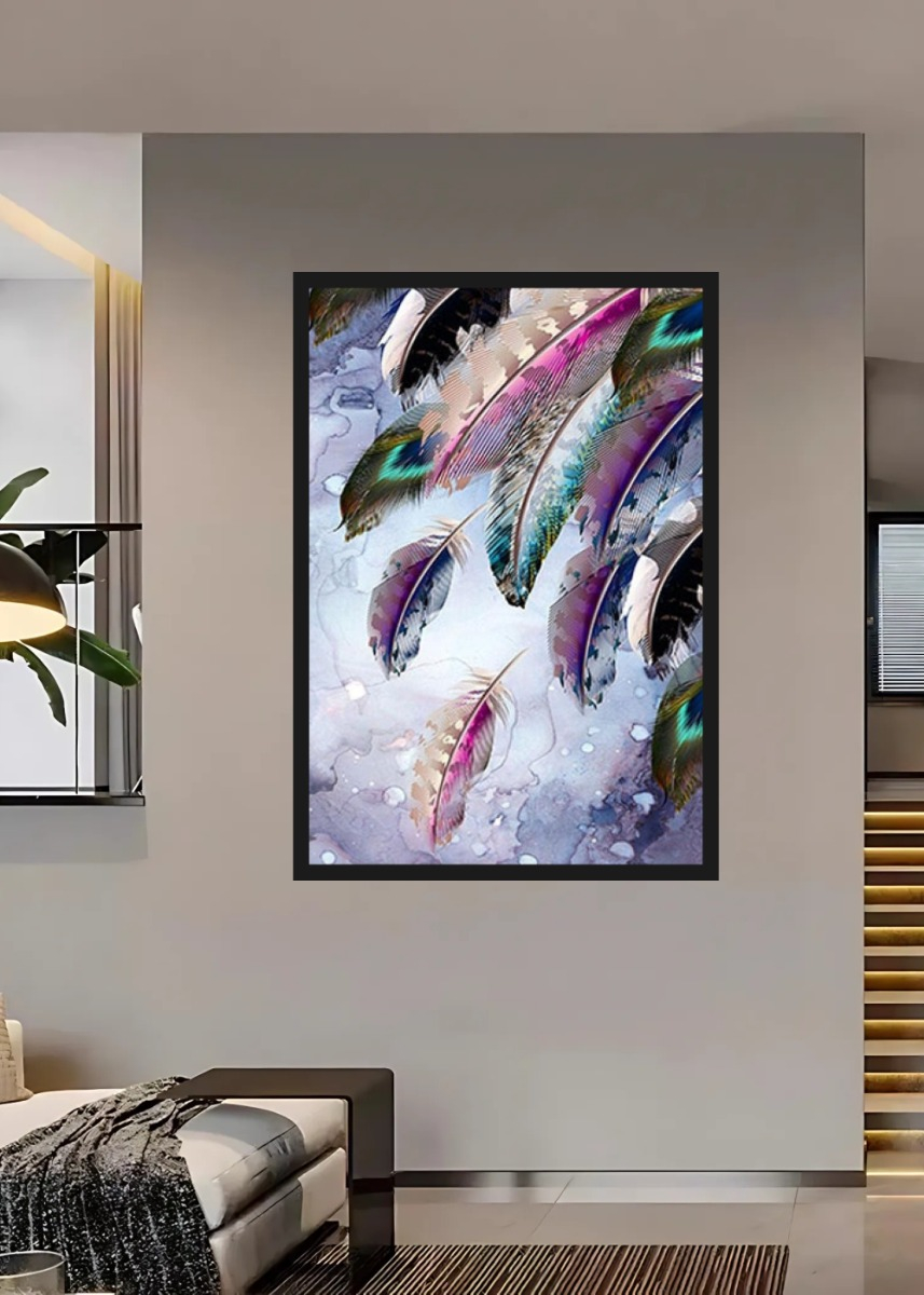 CUADRO DECORATIVO ABSTRACTO PLUMAS MODERNO ARTE HOGAR JHN - 3