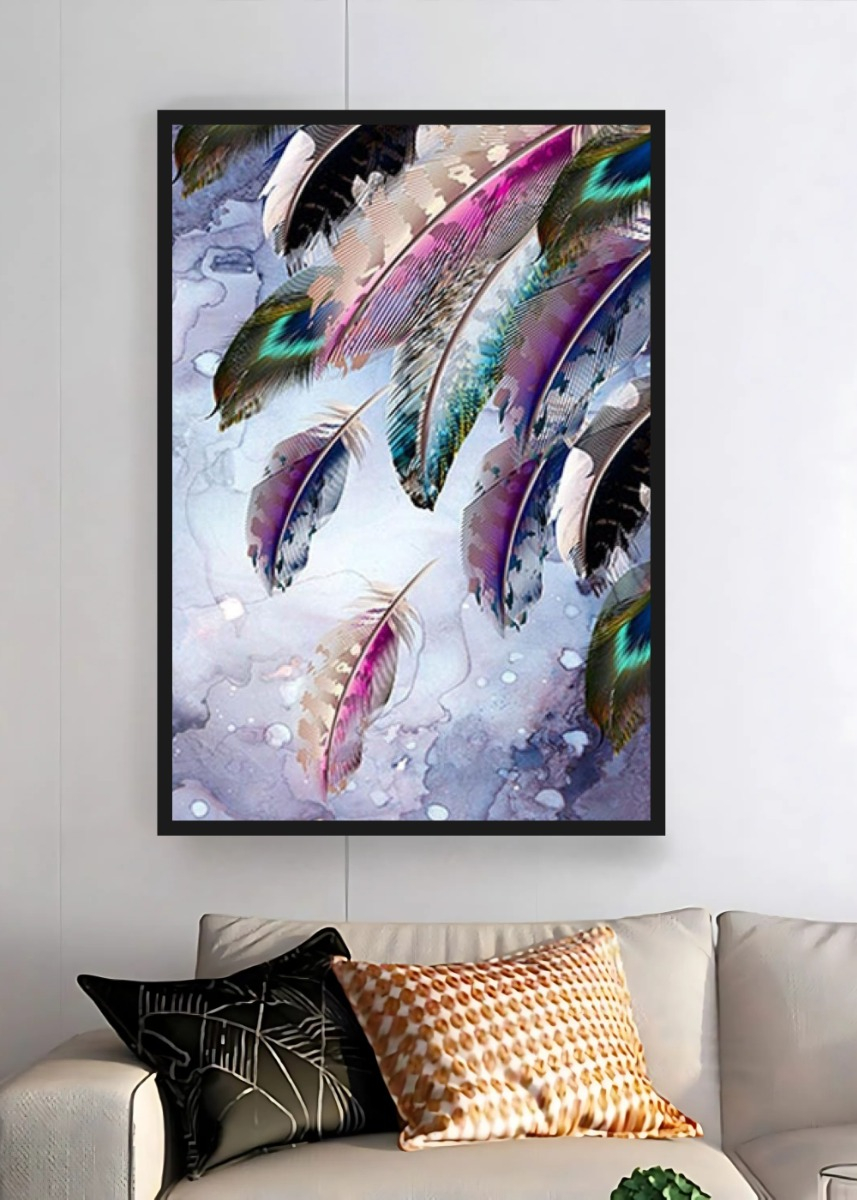 CUADRO DECORATIVO ABSTRACTO PLUMAS MODERNO ARTE HOGAR JHN - 7
