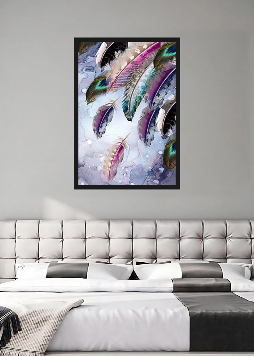CUADRO DECORATIVO ABSTRACTO PLUMAS MODERNO ARTE HOGAR JHN - 8