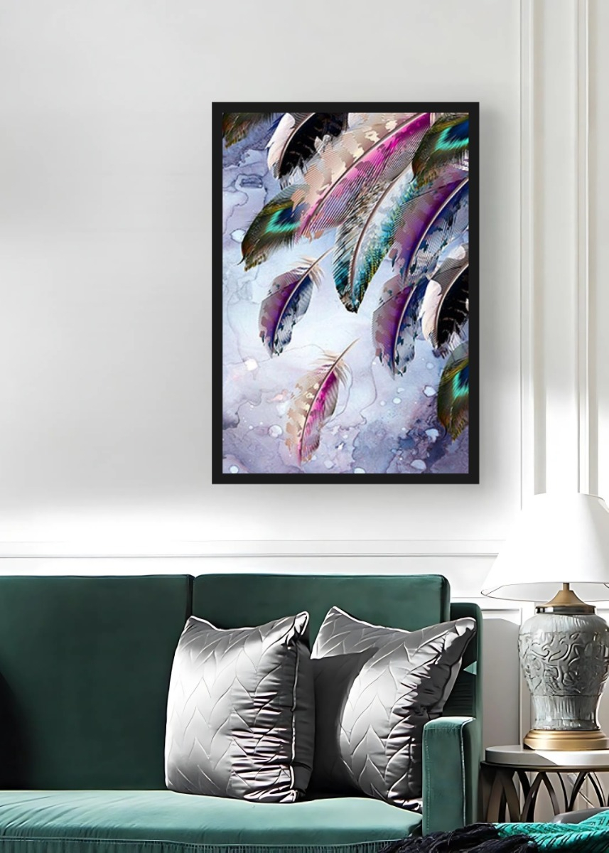 CUADRO DECORATIVO ABSTRACTO PLUMAS MODERNO ARTE HOGAR JHN - 9