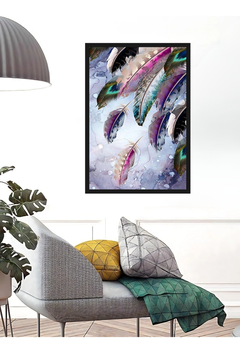 CUADRO DECORATIVO ABSTRACTO PLUMAS MODERNO ARTE HOGAR JHN - 10