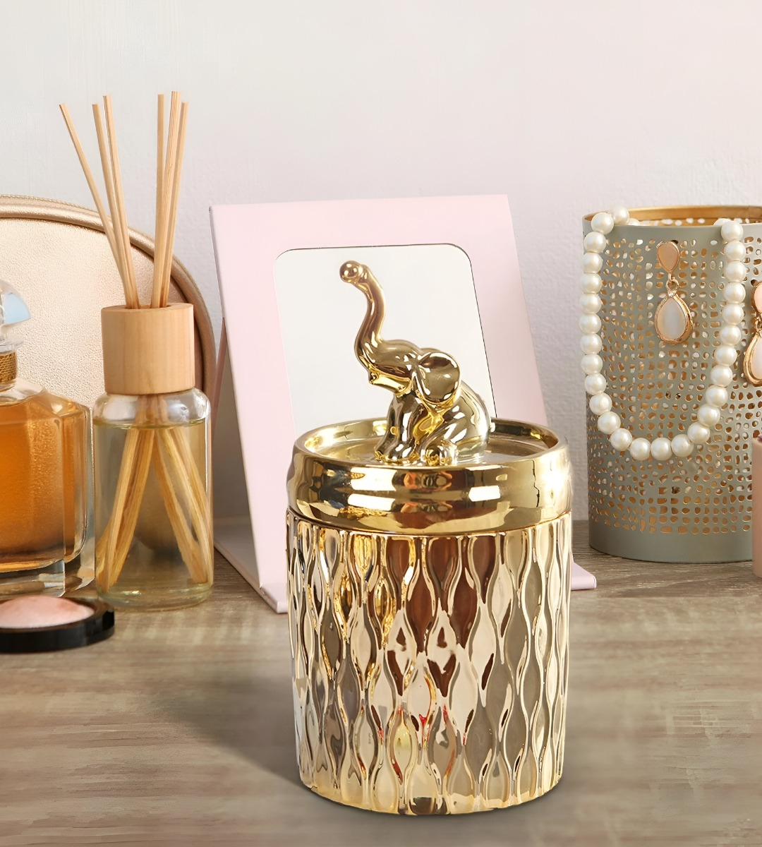 SET 2 TARRO DECORATIVO ORGANIZADOR JOYAS TAPA CIERVO JHN - 5