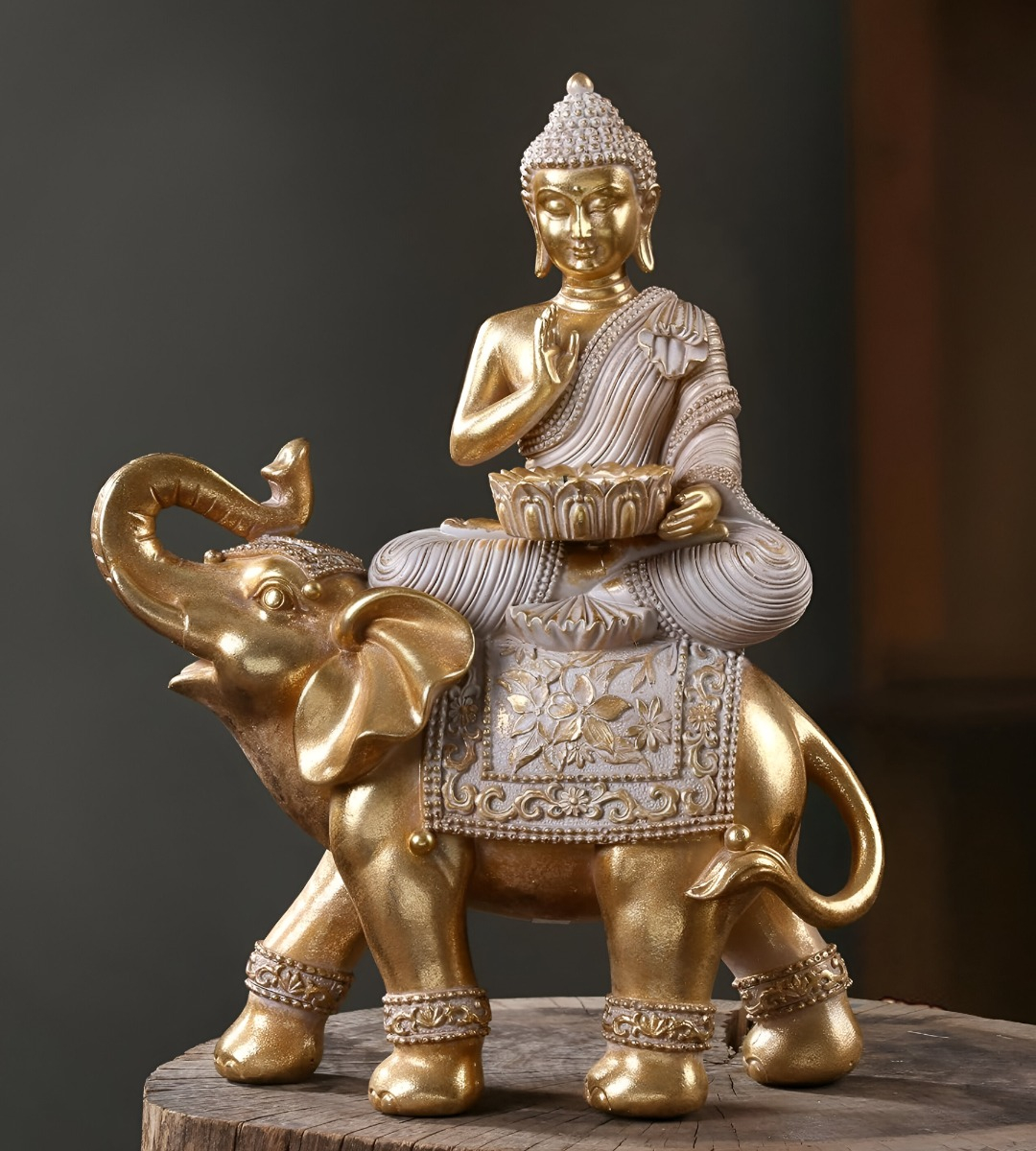 PORTAVELAS DECORATIVO MESA ESTATUA ELEFANTE ZEN HOGAR JHN - 9