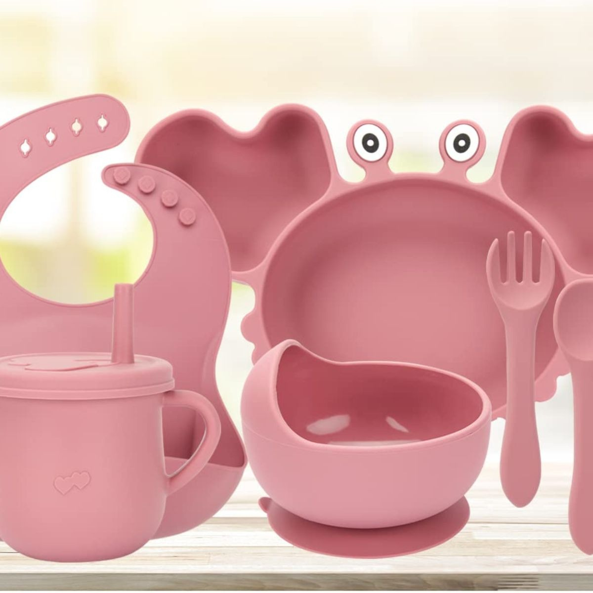 SET ALIMENTACION CANGREJO BEBE 9 PZA SILICONA DIVERTIDA LAU - 2