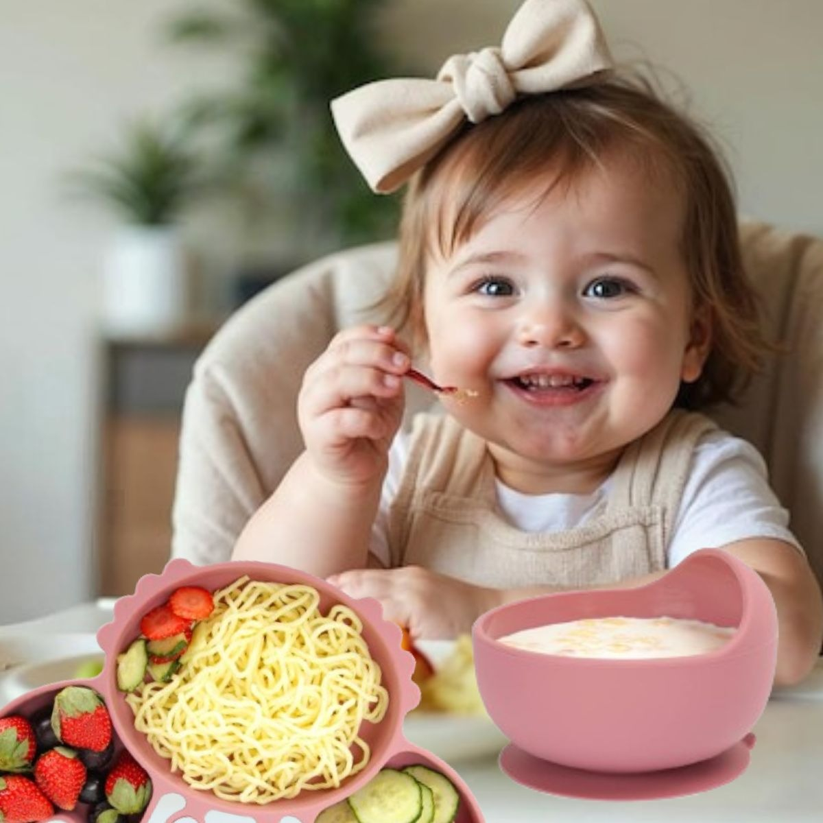 SET ALIMENTACION CANGREJO BEBE 9 PZA SILICONA DIVERTIDA LAU - 6