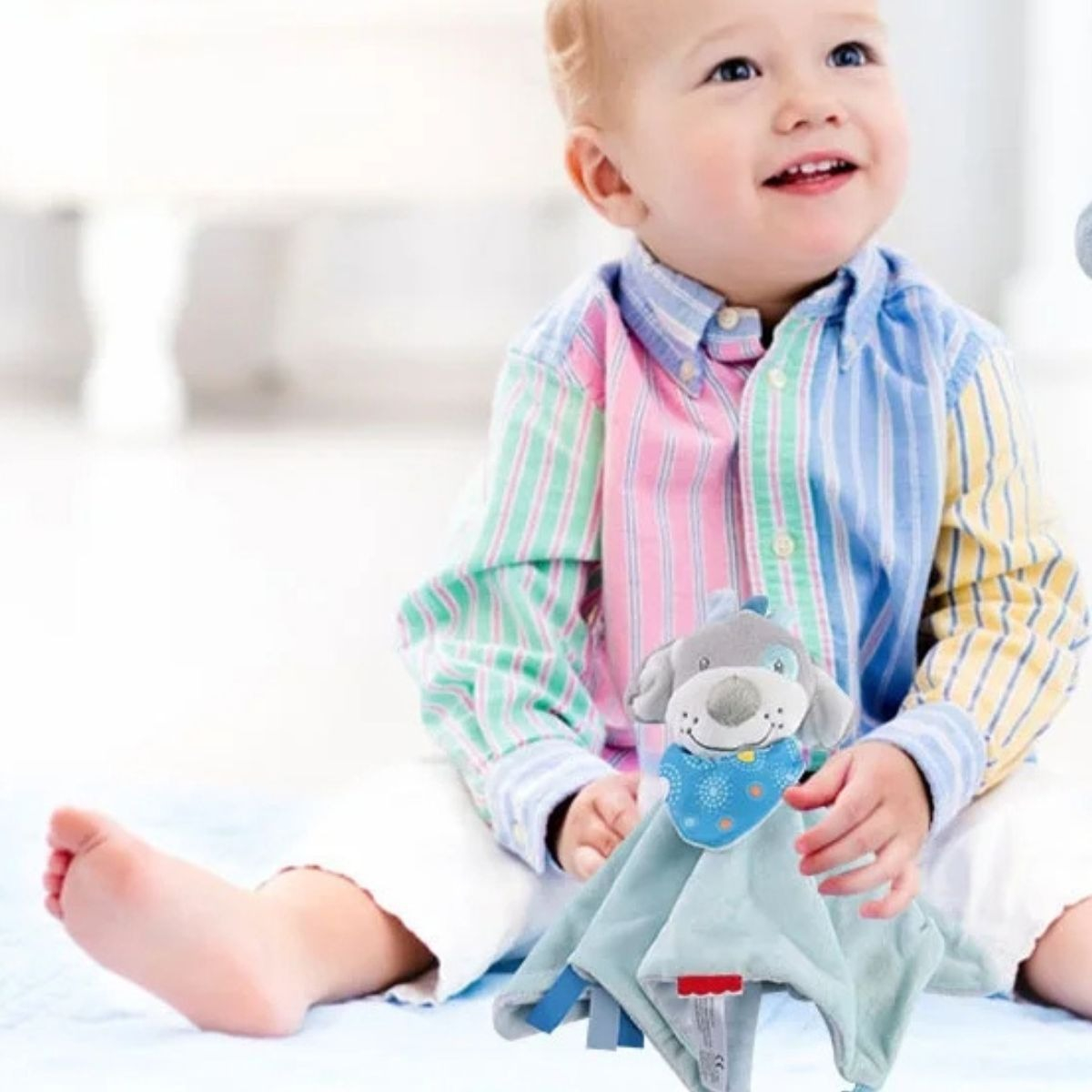 TOALLA MANTA DE APEGO TRANQUILIZANTE CON PELUCHE BEBE LAU - 3