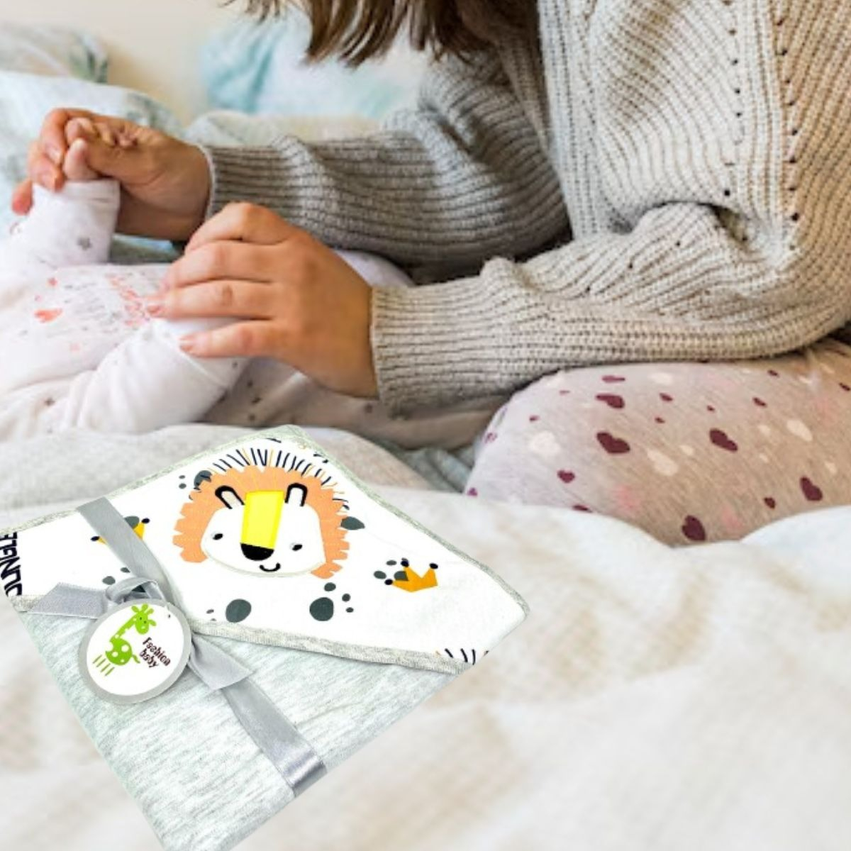 MANTA DE ALGODON CON CAPUCHA PARA BEBE ABRIGO CONFORT LAU - 4