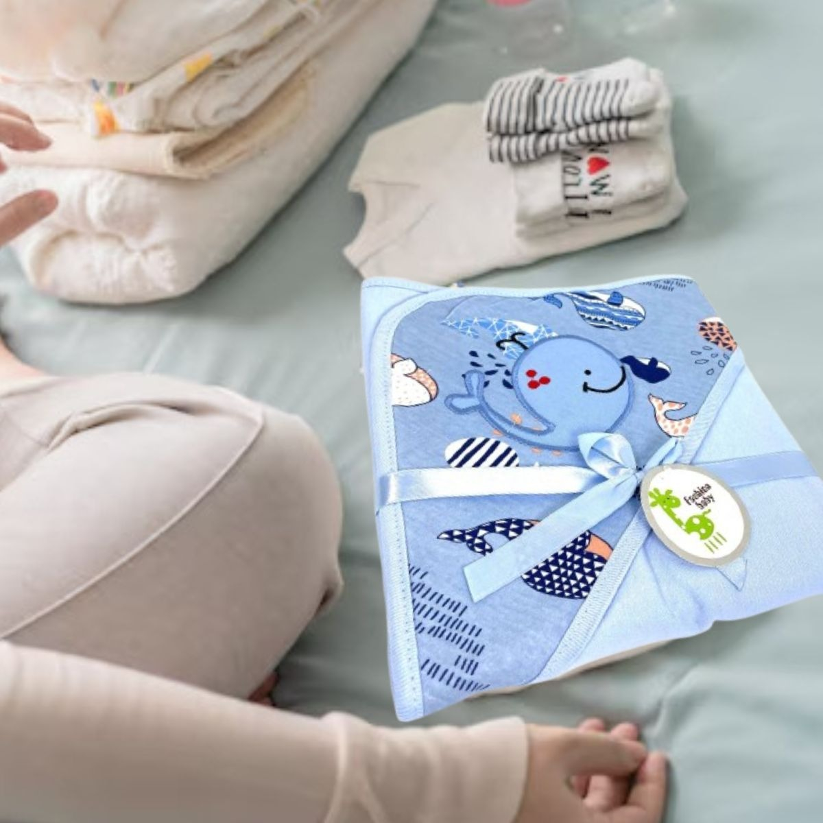 MANTA DE ALGODON CON CAPUCHA PARA BEBE ABRIGO CONFORT LAU - 6