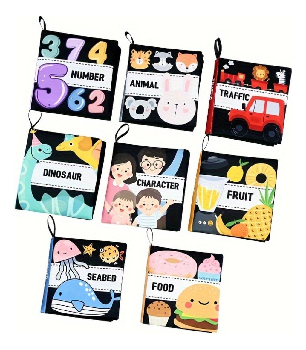 SET 4 JUGUETES LIBRO DE TELA SENSORIAL BILINGÜE NIÑOS LAU - 5