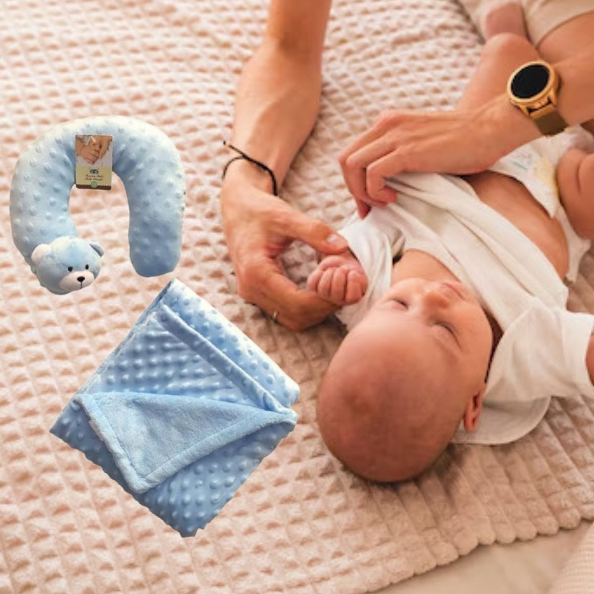SET DE MANTA DE APEGO DOBLE+ ALMOHADA PELUCHE BEBE LAU - 8