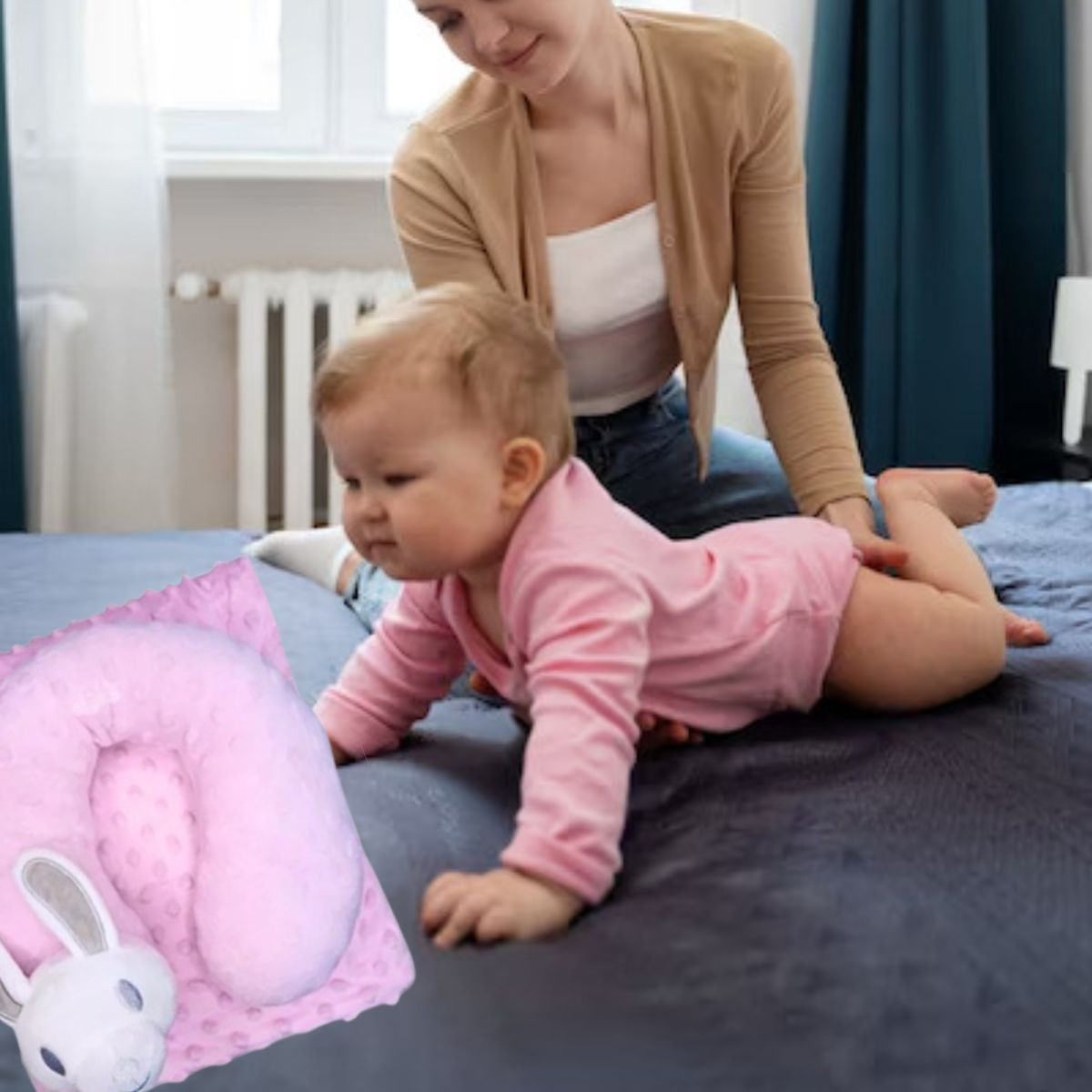 SET DE MANTA DE APEGO DOBLE+ ALMOHADA PELUCHE BEBE LAU - 9