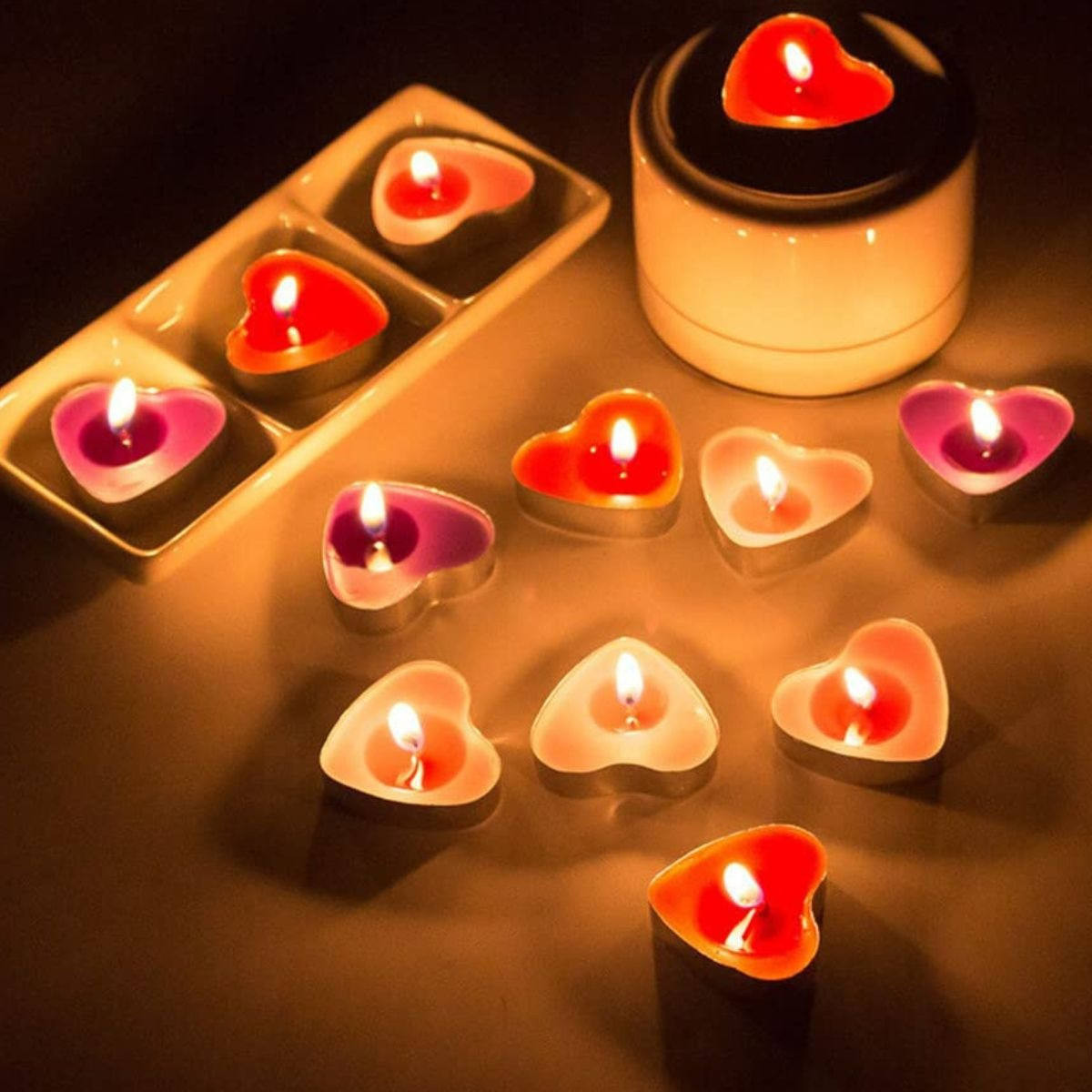 SET 7 VELAS FORMA CORAZON DECORACION ROMANTICA AMOR JHN - 10