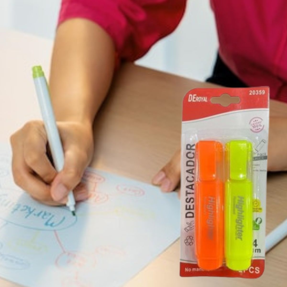 SET 8 MARCADOR RESALTADOR FLUORESCENTES ERGONOMICO JHN - 5