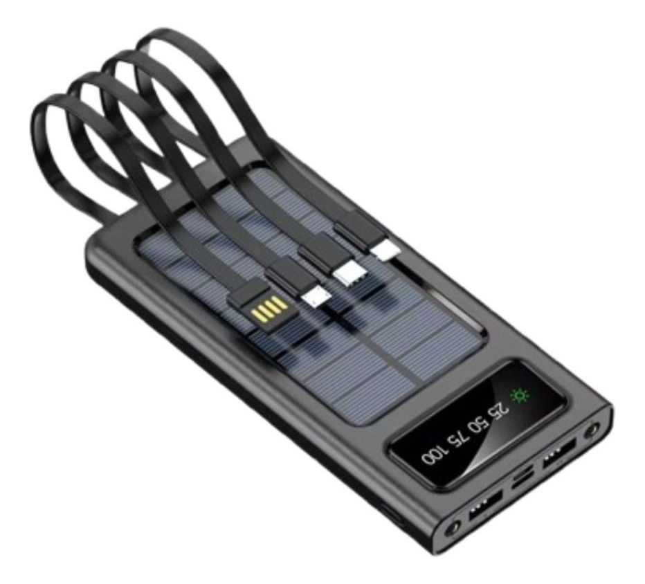 CARGADOR PORTATIL SOLAR DOBLE PUERTO USB PANTALLA LED JHN - 1