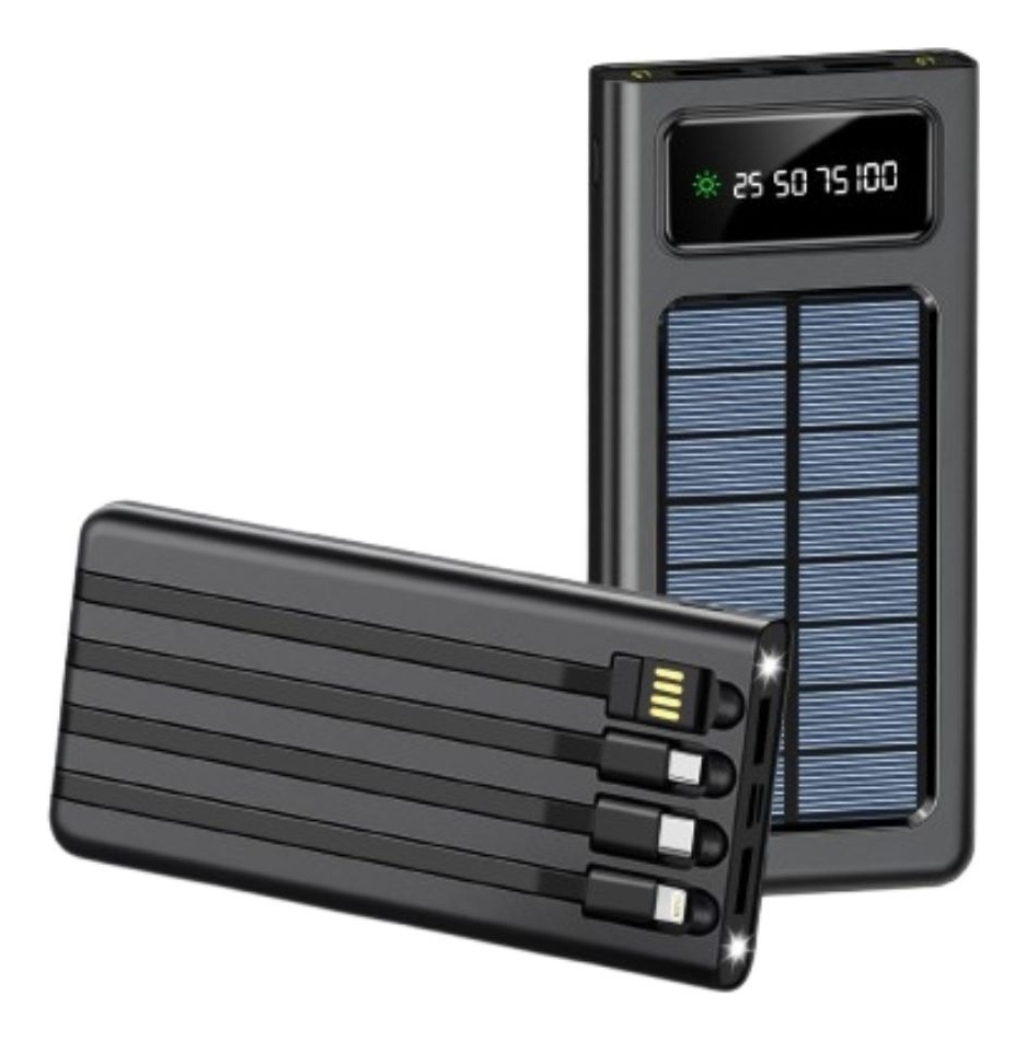 CARGADOR PORTATIL SOLAR DOBLE PUERTO USB PANTALLA LED JHN - 3