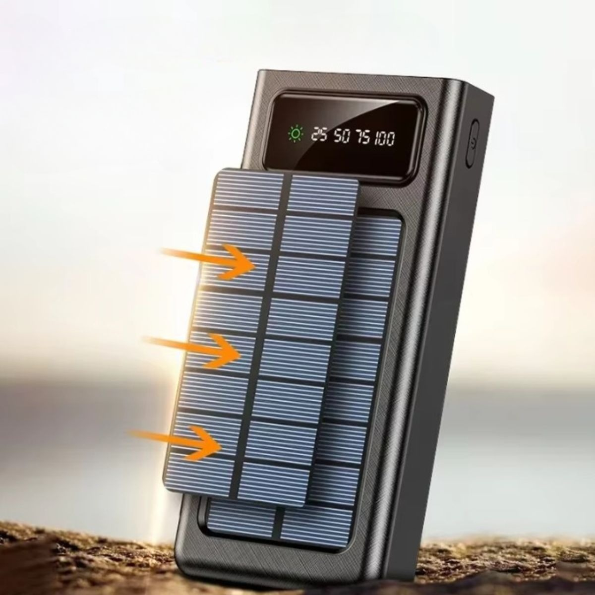 CARGADOR PORTATIL SOLAR LINTERNA LED PANTALLA DIGITAL JHN - 6