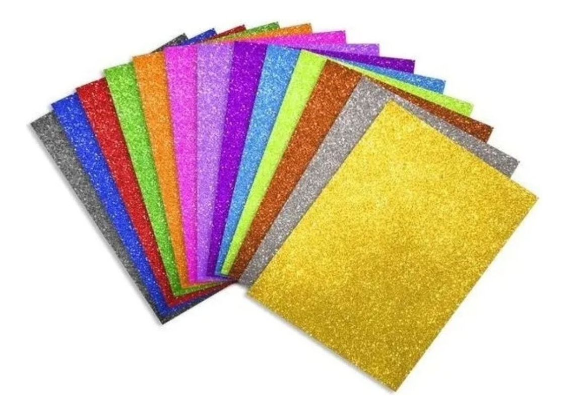 GOMA EVA GLITTER ESPUMA COLORES SURTIDOS MANUALIDADES JHN - 1