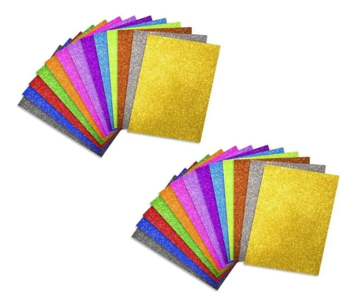 GOMA EVA GLITTER ESPUMA COLORES SURTIDOS MANUALIDADES JHN - 3
