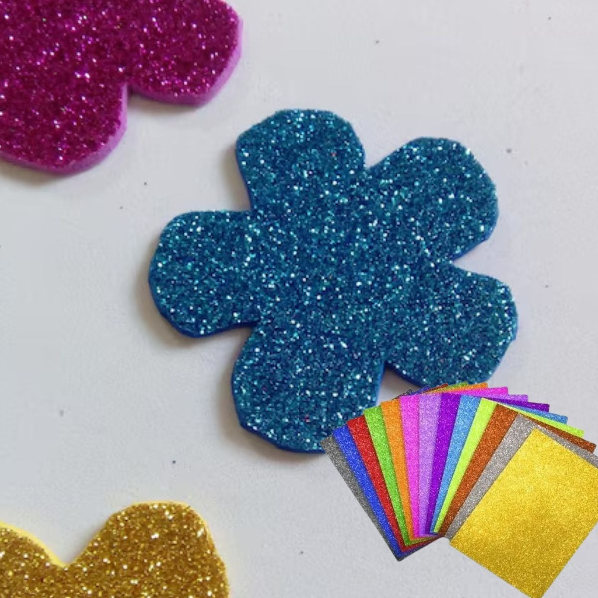 GOMA EVA GLITTER ESPUMA COLORES SURTIDOS MANUALIDADES JHN - 5