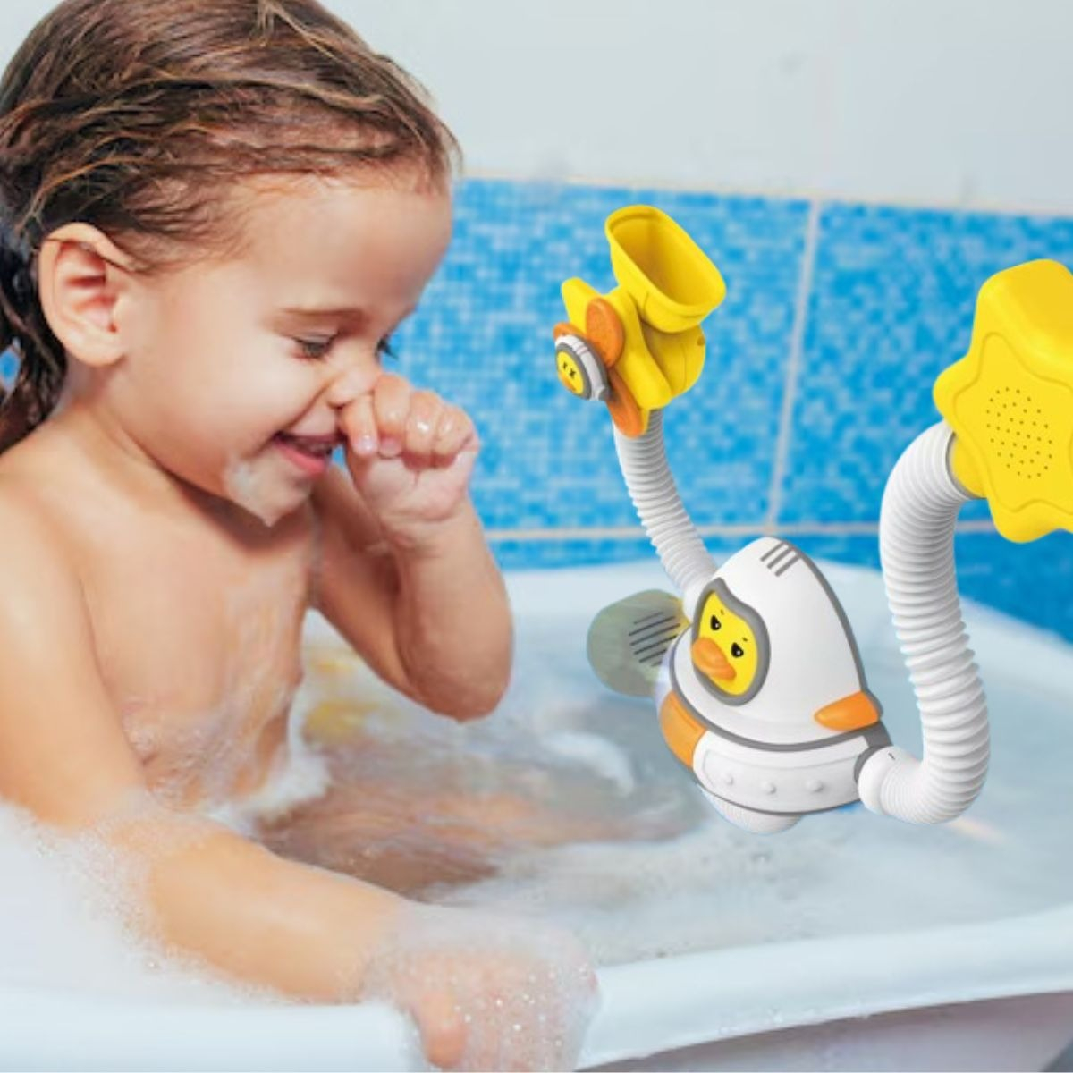 JUGUETE REGADERA BAÑO DE PATO ASTRONAUTA DIVERTIDA BEBE LAU - 3